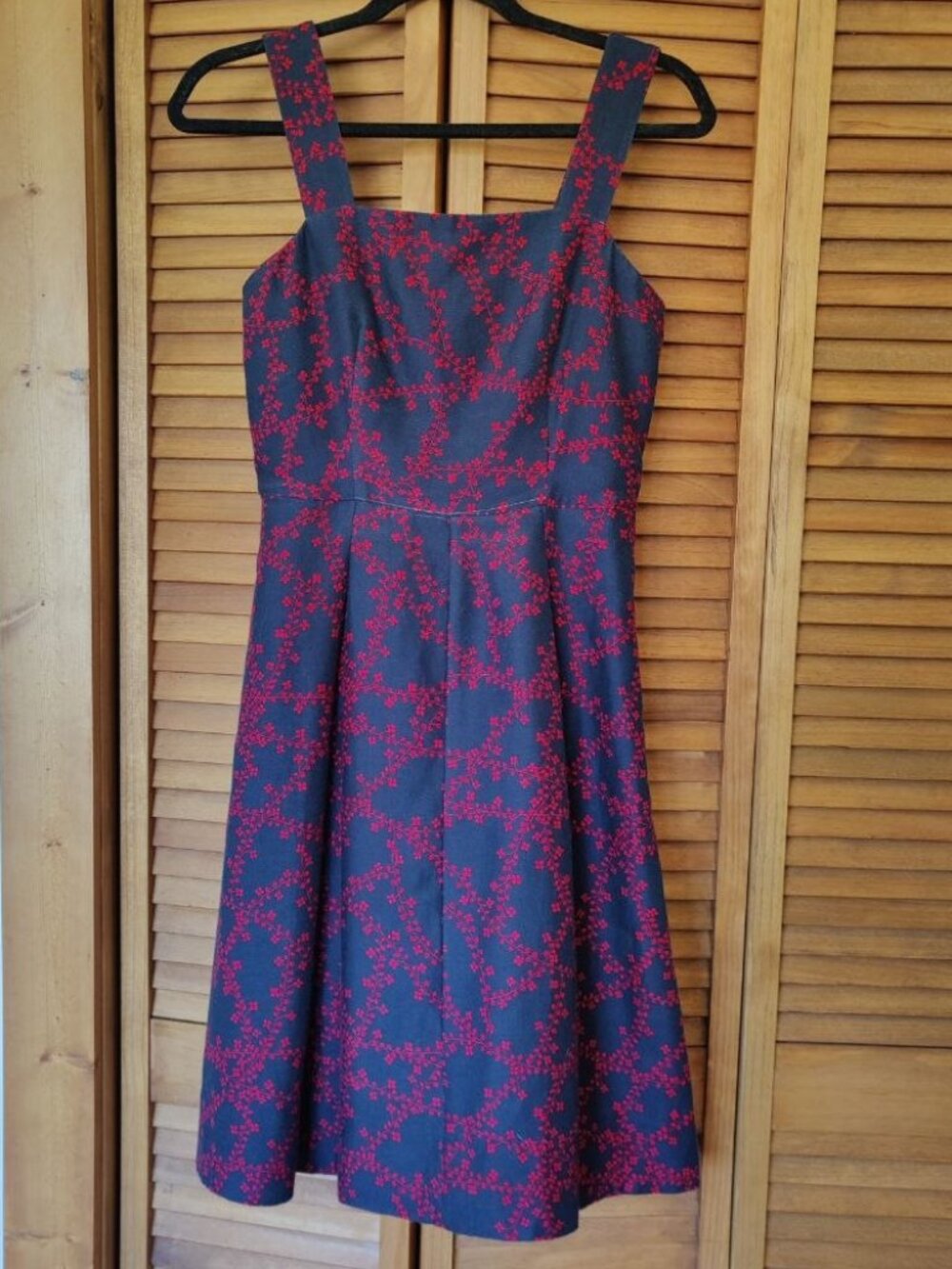 Draper James Cotton Silk Blend Navy Red Floral Tank Sleeveless Dress A line